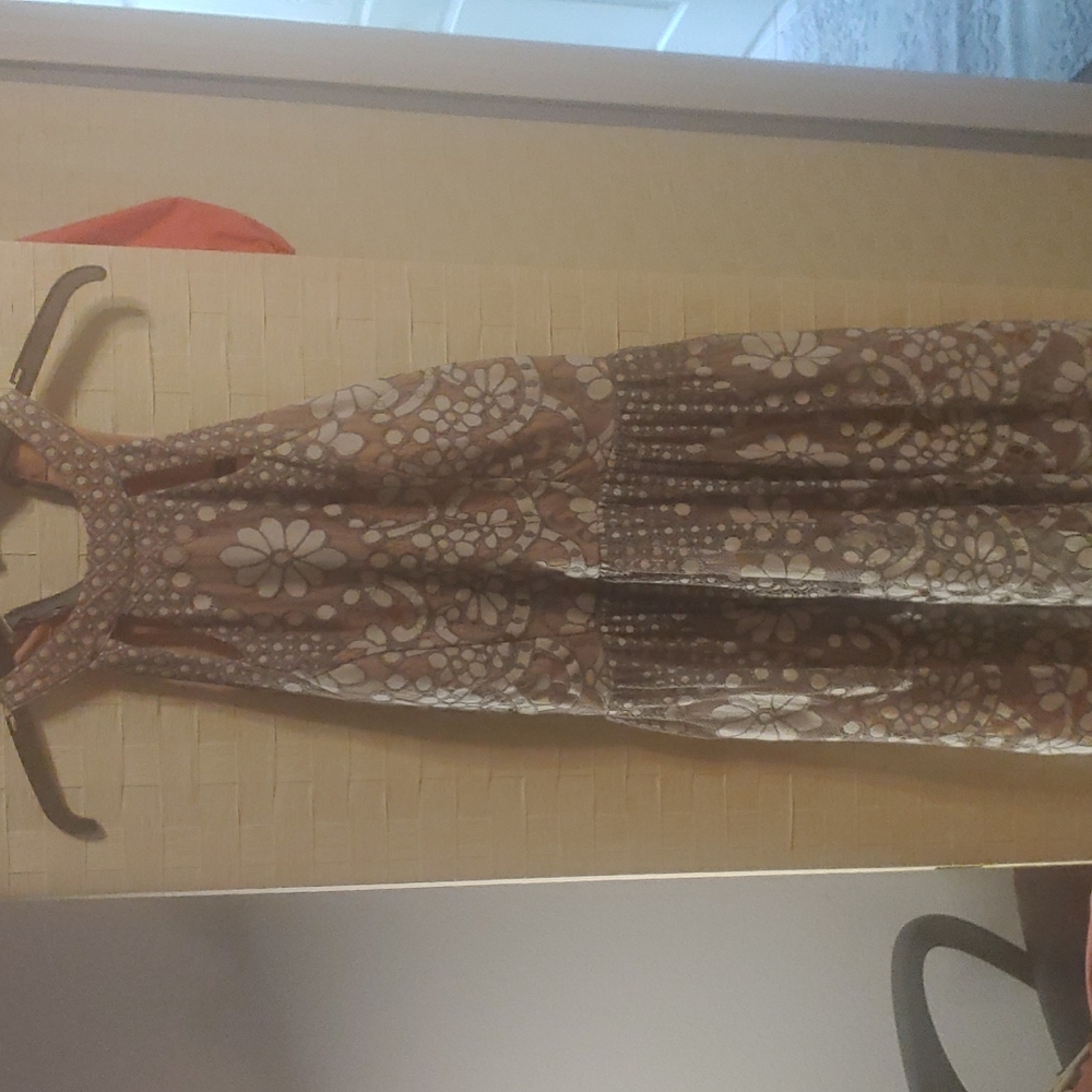 Pink and gray layered floral dress